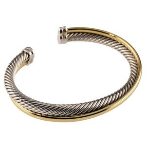 David Yurman Crossover Two Row Cuff Bracelet In Sterling Silver With 18k Gold